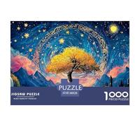 A Majestic Tree of Life 1000 Pcs Premium-Karton Puzzle Gogh-Style Cosmic Tree Lebendige Bilder Familienspiel Puzzles Als Geburtstagsgeschenke 38x26cm/1000pcs