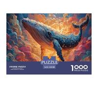 A Male on The Ground Reaching Up to The Whale 1000 Piezas Cartón Rompecabezas Flying Whale Imposible, Difícil Juego Creativo Puzzle para Niños Pequeños 52x38cm/1000pcs