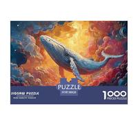A Male on The Ground Reaching Up to The Whale 1000 Piezas Cartón Rompecabezas Flying Whale Liberador De Estrés Juego Familiar Puzzle para Niños Pequeños 38x26cm/1000pcs
