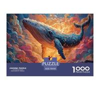 A Male on The Ground Reaching Up to The Whale 1000 Piezas Papel Ecológico Rompecabezas Flying Whale Imágenes Vibrantes Juego Creativo Puzzle Juego De Desafío Difícil 70x50cm/1000pcs