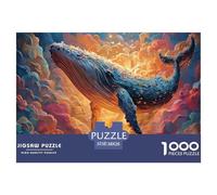 A Male on The Ground Reaching Up to The Whale 1000 Piezas Papel Ecológico Rompecabezas Flying Whale Imágenes Vibrantes Juego Familiar Puzzle Juego De Desafío Difícil 38x26cm/1000pcs