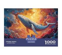A Male on The Ground Reaching Up to The Whale 1000 Piezas Papel Ecológico Rompecabezas Flying Whale Imposible, Difícil Juego Creativo Puzzle Juego De Desafío Difícil 70x50cm/1000pcs