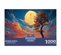 A Man Walks Along The Beach Under Moonlight 1000 Piezas Cartulina Premium Set De Rompecabezas Yellow Moon Extremadamente Difícil Desafío Único Rompecabezas para Decoración del Hogar 38x26cm/1000pcs