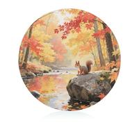 A Maple Forest in Autumn - Tabla de cortar resistente a los arañazos, tabla de cortar portátil, tabla de cortar redonda de vidrio para cocina, picnic al aire libre, 7.9 pulgadas