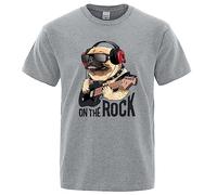 A Master of The Electric Sound of A Pug Playing Guitar Men TTshirts Camisetas y topss Breathable T Tshirts Camisetas y topss Loose Cotton tee Clothing Casual Tops(XX-Large)