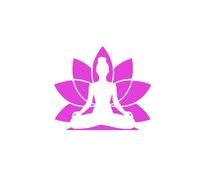 A Meditating Woman with a Pink Lotus Flower in the Background - Lined Notebook with College Ruled Pages.