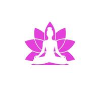 A Meditating Woman with a Pink Lotus Flower in the Background - Lined Notebook with College Ruled Pages.