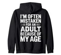 A menudo me confunden con un adulto debido a mi edad Juego de palabras Sudadera con Capucha