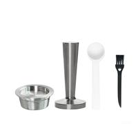 A Mio Jolie - Cápsula recargable compatible, kit de cápsulas reutilizables de acero inoxidable, incluye cuchara y cepillo, para café cremoso rico y expreso Lungo, para solución de cero residuos (juego