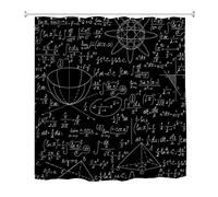 A.Monamour Álgebra Matemática Ecuaciones Fórmulas Cálculos Escritos A Mano con Tiza sobre Pizarra Efecto Cortina De Ducha De Tela De Poliéster Impermeable con Ganchos para Baño 150x180cm