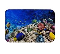 A.Monamour Antideslizante Absorbente Alfombra de Baño Acuario Coral Y Peces Bajo El Agua Vida Marina Océano Azul Mullido Franela Alfombrilla Tapete Moqueta para Baño Bañera Ducha Cocina Salón 40x60cm