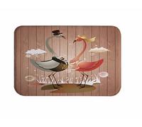 A.Monamour Boda Flamingo Par Pájaros Tablones De Madera Impresión De Suelo Suave Coral Vellón Absorbente Antideslizante Alfombras De Baño Alfombras De Área Grande Alfombras De Piso para Sala De Estar