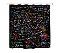 A.Monamour Educación Matemática Fórmulas Y Cálculos Matemáticos Escritos En La Pizarra Resumen De Antecedentes Tela Impermeable Cortina De Baño Cortina De Ducha De Poliéster con Ganchos 180x200cm