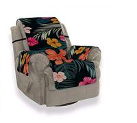 A.Monamour Fundas Decorativas para Sofás Patrón De Hojas De Palmeras Exóticas De Flores De Hibisco Tropical Terciopelo Fundas de Sillón Sofá Protector Funda de Sofá 1 Plaza 2 Plazas 3 Plazas