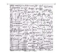 A.Monamour Patrón Matemático Escrito A Mano con Figuras Geométricas Y Fondo De Fórmulas para Amantes De Las Matemáticas Cortina De Ducha De Poliéster De Tela Larga Y Resistente Al Agua 165x180cm