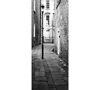 A.Monamour Pegatinas Decorativas de Puerta Autoadhesivo 3D Calle Angosta Callejón Oscuro Monocromo Vinilo para Puertas Mural PVC Pegatinas de Pared Foto Poster 77 x 200 cm