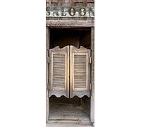 A.Monamour Pegatinas Decorativas de Puerta Autoadhesivo 3D Old Western Saloon Puertas Batientes Puerta De Madera Vinilo para Puertas Mural PVC Pegatinas de Pared Foto Poster