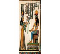 A.Monamour Pegatinas Decorativas de Puerta Autoadhesivo 3D Papiro Egipcio Que Muestra A La Reina Nefertari Haciendo Una Ofrenda A Isis Vinilo para Puertas Mural PVC Pared Foto Poster 77 x 200 cm