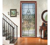 A.Monamour Pegatinas Decorativas de Puerta Autoadhesivo 3D Puerta Principal Vidriera Vinilo para Puertas Mural PVC Pegatinas de Pared Foto Poster 85x200cm