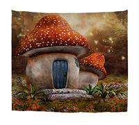 A.Monamour Tapices Fantasía Seta Casa De Campo En Un Prado Colorido Bosque Encantado Cuento De Hadas Escena para Niños De Tela Hippie Mandala Tapiz Arte De La Pared Tapices Mantel Colcha 102x153cm