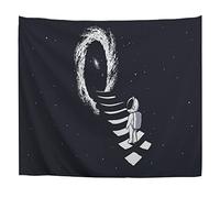 A.Monamour Tapiz de Pared Un Astronauta Subiendo Las Escaleras Hacia El Tema Wormhole Space Tela Colgante de Pared Tapices Pared Mandala Hippie Decorativos para Sala de Estar Dormitorio 180x200cm