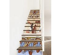 A.Monamour Vinilos Adhesivos para Escaleras Dioses Egipcios Y Faraones Antiguo Egipto Murales De Anu utoadhesivos Pegatinas de Baldosas Pegatinas de Pared Azulejos 13 Tiras de 1m x 18cm