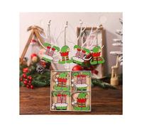 (A)New 12pcs/box Colorful Elf Doll Wooden Christmas Pendants Christmas Tree Hanging Xmas Ornaments 2024 New Year Kids Gift