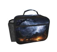 A night of lightning and thunder - Lonchera aislada con impresión personalizada para mujeres y hombres, correa portátil de mano para bolsa de alimentos para el trabajo y la oficina, mochila enfriadora
