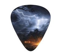 A night of lightning and thunder - Paquete de 12 púas de guitarra con caja de almacenamiento organizadora, púas de material ABS para guitarra acústica y eléctrica, 3 opciones de grosor