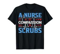 A Nurse Is Compassion In Scrubs Funny Nursing Nurses Camiseta gráfica económica