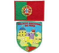 A-ONE 2 PCS Pack-Palácio Nacional da Peña Shield Patch+apliques de la bandera de Portugal, parche de referencia del palacio de pena, insignia de recuerdo de viaje al aire libre NO.350C