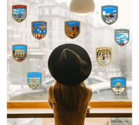 A-ONE Medio Oriente Puntos Turísticos Brillan Oro Obra Maestra Ventana Calcomanías 9 PCS+Egipto Cleopatra Misterio Viaje Al Aire Libre Parche Bordado 1PC, Paredes Decorativas Calcomanías Estáticas para Cafetería WG7+NO.279