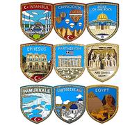 A-ONE Medio Oriente Puntos Turísticos Metálicos Oro Maleta Pegatinas 9 PCS+Egipto Cleopatra Pantalones Coser En Parche 1 PC, Etiqueta de la etiqueta de vacaciones de Oriente Medio para Casco, Decoración de Cocina SG7+NO.279