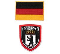 A-ONE Paquete de 2 parches de escudo de Berlín + parche de bandera de Alemania, pegar en decoraciones de larga duración por pegatinas de parches.