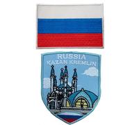 A-ONE Paquete de 2 piezas - Kazan Kremlin Moscú Rusia Stick On Parches, insignia de la bandera del mundo del parche de la bandera de Rusia para los zapatos de los gorras NO.190C
