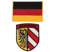 A-ONE - Parche de escudo de Nurnberg de Alemania + insignia de bordado de viaje de la ciudad de Nürnberg, parche de bandera nacional de Deutsch, parche en forma de escudo