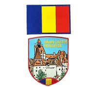 A-ONE Parche de escudo táctico Bran Castle + Parche de bordado de moral de la bandera nacional de Rumania, Parches para personalizar la chaqueta Bolsa Ropa Sombrero NO.457C