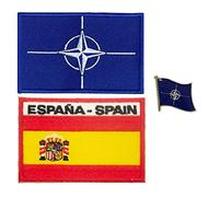 A-ONE Símbolo de NATO emblema PIN+NATO LOGO DE COLEZACIÓN RECTANGLO Patch de tela de tel parche de marca de artesanía de España, insignias de bandera mundial para bolsas decoración No.032+422p