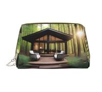 a Outdoor Escape - Bolsa de maquillaje portátil de piel para cosméticos, artículos de tocador y artículos esenciales diarios, White, Talla única