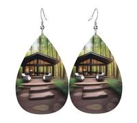 A Outdoor Escape - Pendientes de cuero con estampado de escape para mujer, aretes colgantes de lágrima, perfectos para fiestas y accesorios de disfraces, talla única, cuero, sin piedras preciosas