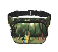 a Outdoor Fun - Riñonera cuadrada de doble capa con correa ajustable para actividades al aire libre, color negro, talla única, Black, Talla única