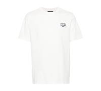 A.P.C. - Camiseta de Cuello Redondo con Logo Bordado - Tops - Hombre - Blanco - S -