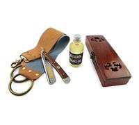 A.P. Donovan - Excelente 7/8 "Conjunto de afeitar - acero al carbono con un mango de madera de caoba, incluyendo afeitado, tira de cuero, Pegar