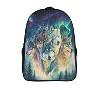A Pack of Wolves Mochilas Infantiles Aurora And Starry Sky As Background 3D Impreso Niños De Colegio Viajes Deportes Bolsa De Escuela 16 inch