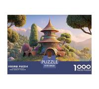 A Pagoda Stands on The Island_ 1000 Piezas Corte Preciso Rompecabezas Treehouse Hobbit Manor Familia Jigsaw Regalo Adultos 38x26cm/1000pcs