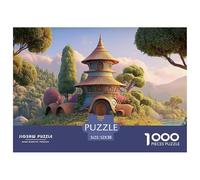 A Pagoda Stands on The Island_ 1000 Piezas Papel Premium Rompecabezas Treehouse Hobbit Manor Meditativo Jigsaw Regalo Niños 52x38cm/1000pcs