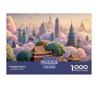 A Painting of The City Skyline 1000 Piece Corte Preciso Rompecabezas Floating Fairy Village Vibrante Jigsaw Regalo Niños 52x38cm/1000pcs