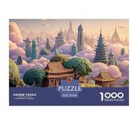 A Painting of The City Skyline 1000 Pièces Rompecabezas Floating Fairy Village Divertido, Desafiante Y Estimulante para Adultos Juego De Desafío Difícil 70x50cm/1000pcs