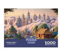 A Painting of The City Skyline 1000 Piezas Corte Preciso Rompecabezas Floating Fairy Village Divertido Jigsaw Regalo Amigos 52x38cm/1000pcs