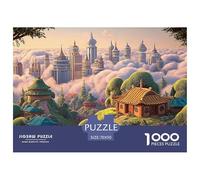 A Painting of The City Skyline 1000 Piezas Corte Preciso Rompecabezas Floating Fairy Village Familia Jigsaw Regalo Adultos 70x50cm/1000pcs